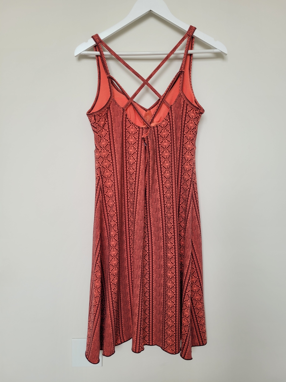 Prana Rebecca Coral Strappy Midi Dress with Geometric Print Size Medium - Picture 2 of 10